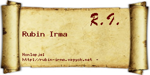 Rubin Irma névjegykártya